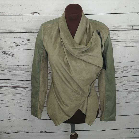 BlankNYC Olive Private‎ Practice Mixed Draped Coat - Picture 4 of 11